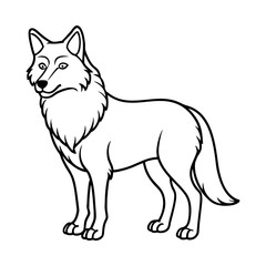 Majestic Wolf Howling Silhouette - Hand-Drawn Vector Illustration