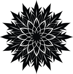 Spiked Floral Ornament Silhouette With Sharp Edged