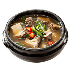 Delicious Korean Doenjang Jjigae Spicy Soybean Paste Stew Recipe isolated on transparent background