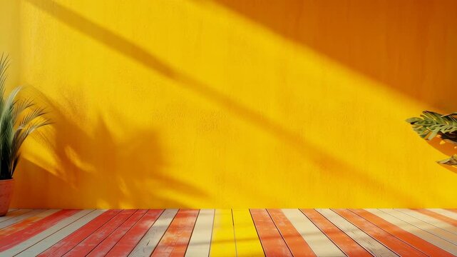 yellow and orange studio room background, bland banner and empty wall