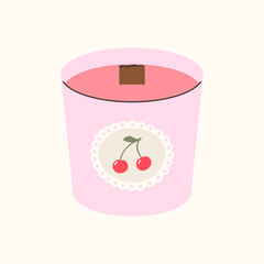 Hand-drawn vector candle clipart in kawaii style with warm tones and cozy aesthetics. Ideal for fall greeting cards, romantic illustrations, and emotional seasonal projects