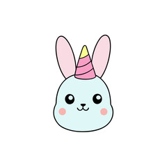 Cute Kawaii Bunny with Winking Face and Party Hat