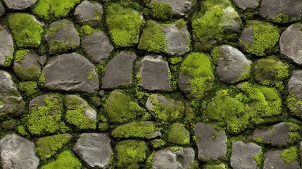 seamless moss-covered stone path texture with natural organic depth