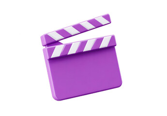 Fototapeta premium a clapperboard, in a violet color on a white background, png, transparent