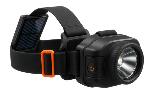 Rechargeable headlamp with solar panel attachment for cave explorations