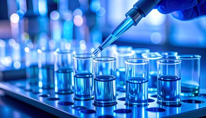 Close-up of a scientist transferring liquid in a lab