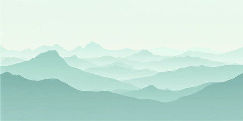 Soft Horizon Fog with Gentle Hills and Layered Green Minimalist Design