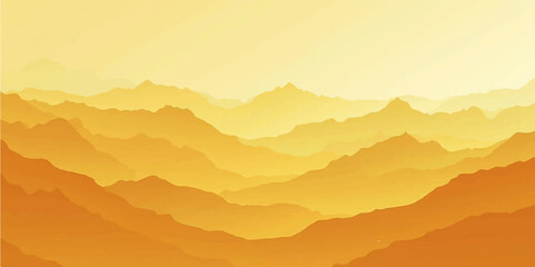 Fototapeta premium Bright golden sunrise over misty mountain ranges with glowing layered hills