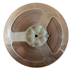 reel of tape for reel-to-reel tape recorder from 1970s in USSR, isolate on white background