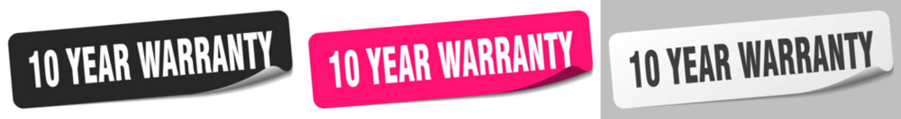 10 year warranty sticker. 10 year warranty sticker set on white background