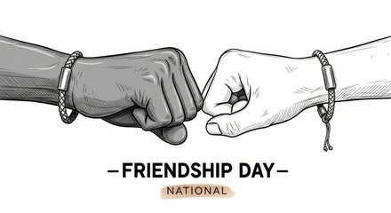 Two hands of different skin tones fist bumping to celebrate national friendship day