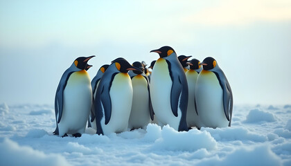 Obraz premium Emperor Penguins on Melting Ice – Polar Wildlife & Climate Impact