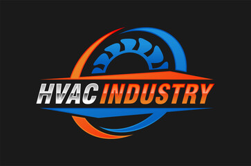 Modern HVAC industry logo design. exhaust fan and circle element. Heating, Ventilation, and Air Conditioning Vector illustration.
