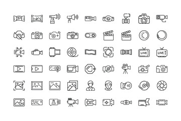 Outline Icon Set Photography Videography and Film Production