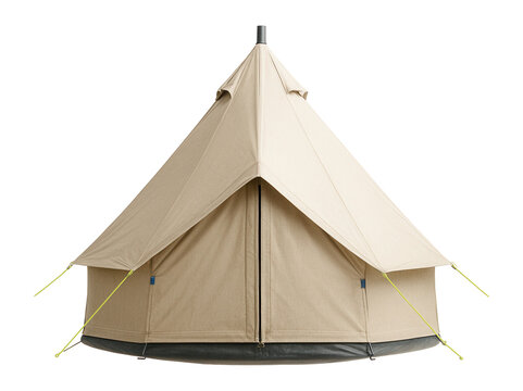 Large bell tent with a single central pole and weather-resistant canvas material