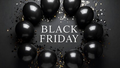 Black balloons in a circle, Black Friday text