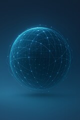 Naklejka premium 3D Global Network with Glowing Data Lines #6