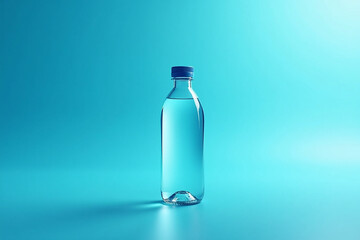 Plastic Water Bottle on Blue