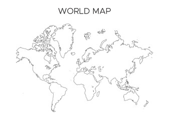 Outlined World Map – High-Resolution Vector and Transparent PNG 