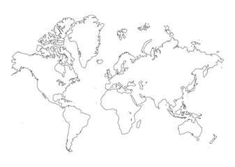 vector map of world isolated on a transparent background	