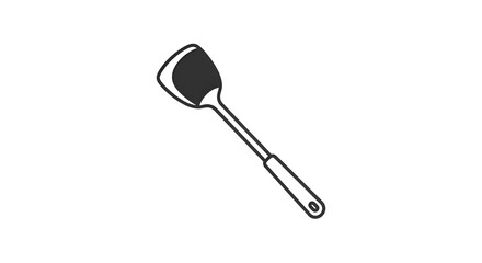 Flat icon of a spatula with a long handle, simple modern kitchen style, clean white background
