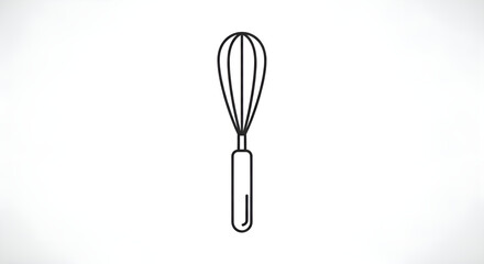 Flat vector icon of a whisk with a smooth handle, minimalist design, vertically on clean white background