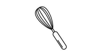 Flat vector icon of a whisk with a smooth handle, minimalist design, clean white background