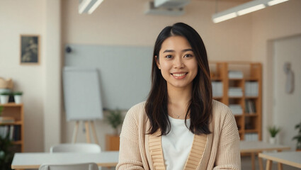 Fototapeta premium Soft Academic Blur Background for Presenter — Cozy Study Room Ambience
