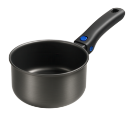Non-stick coated camping saucepan with a detachable handle for easy packing