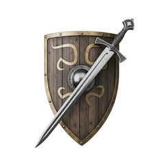 shield and sword on white
