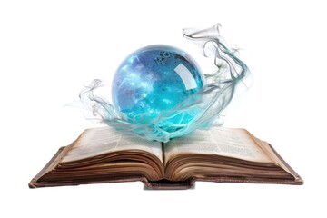 Crystal ball book glowing publication.