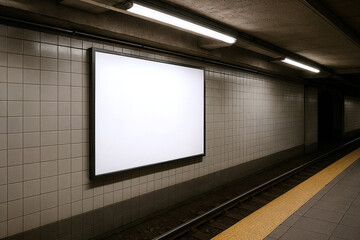 a mockup ready image of a subway billboard poster frame