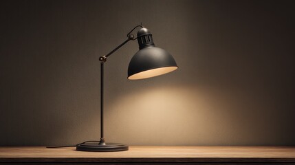 Elegant adjustable desk lamp illuminating a wood surface with a warm glow