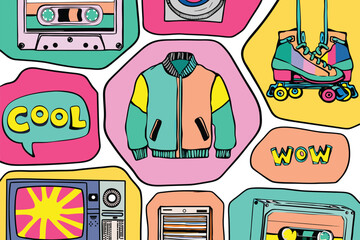 vector illustration of a set of fashion accessories