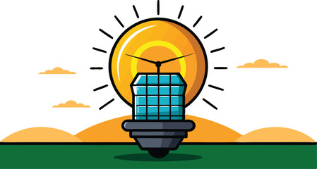 A comprehensive collection of colorful illustrations depicting solar energy panels in settings, emphasizing renewable energy and sustainability