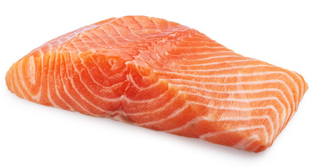 Salmon, fresh salmon fillet slices isolated on white background. File clipping path.