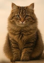 Obraz premium Fluffy cat with piercing eyes.