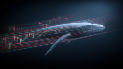 Fototapeta premium AI Masterpiece: Financial Flow Master - Whale and Stock Chart