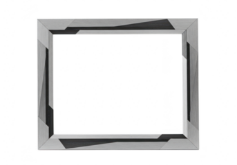 A modern square wooden frame with geometric patterns isolated on transparent background