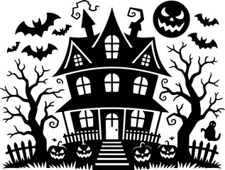 Happy Halloween Vector Design Elements Set – Silhouette Illustration

