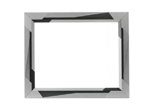 A modern square wooden frame with geometric patterns isolated on transparent background