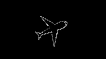 Airplane Outline Drawing on Black Background aircraft