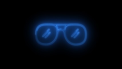 Blue Neon Sunglasses Illustration on Black Background