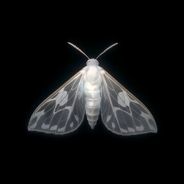 Ghost Moth on Black: An ethereal ghost moth with translucent wings and delicate markings, is dramatically showcased against a pure black backdrop, creating a stunning visual contrast.