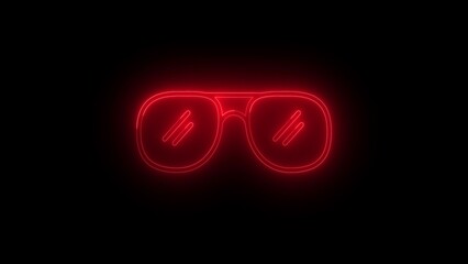 Red Neon Sunglasses Outline Against Black Background © Pixel Nova