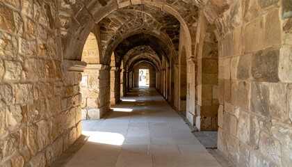 Light Seeping: Empty Stone Corridor Small Opening