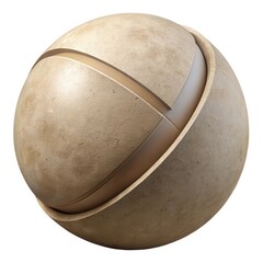 Beige stone sphere sectioned isolated on white background