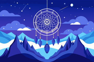 Dreamcatcher Stretched Between Mountain Peaks