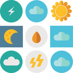 6 Minimal Weather Vector Icons – Sun, Rain, Cloud, and More