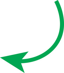 Green arrow curving downwards to the left